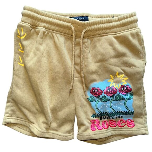 Men's Brooklyn Cloth Mustard Yellow Embroidered Shorts Size Small - Picture 1 of 3